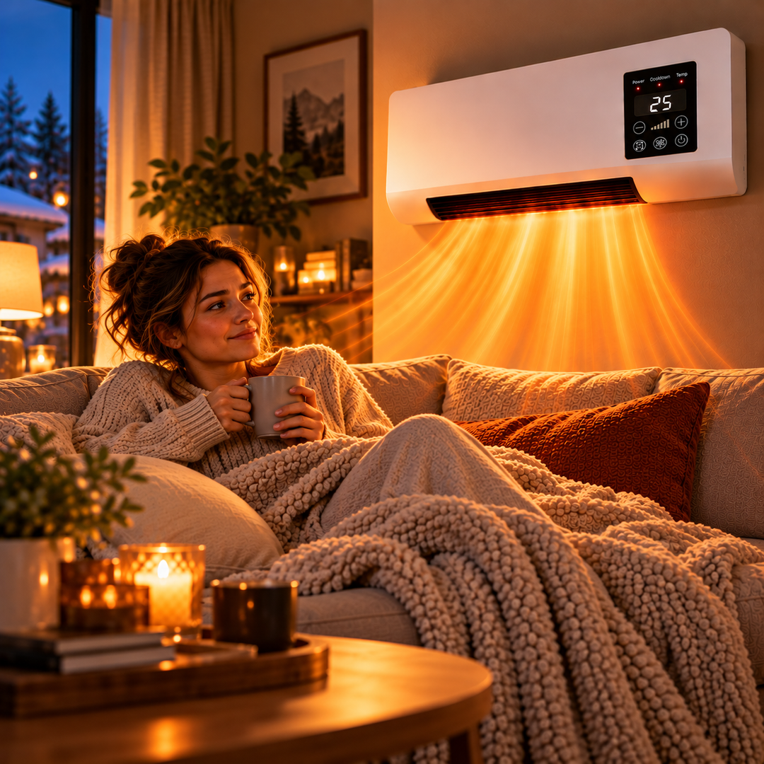 1800W Electric Wall Heater with Adjustable Temperature 16-40°C, Fan Mode, Remote and Timer 5