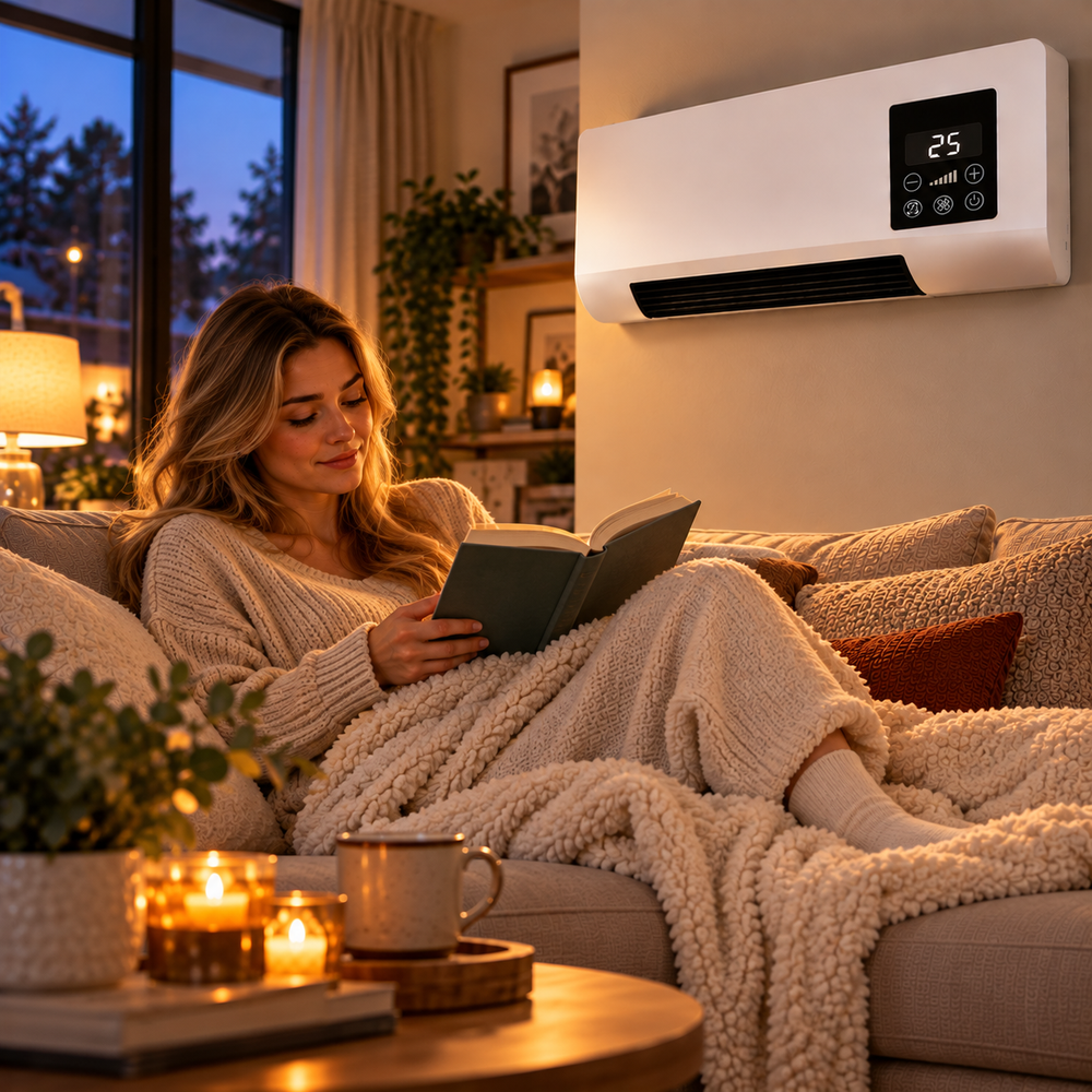 1800W Electric Wall Heater with Adjustable Temperature 16-40°C, Fan Mode, Remote and Timer 2