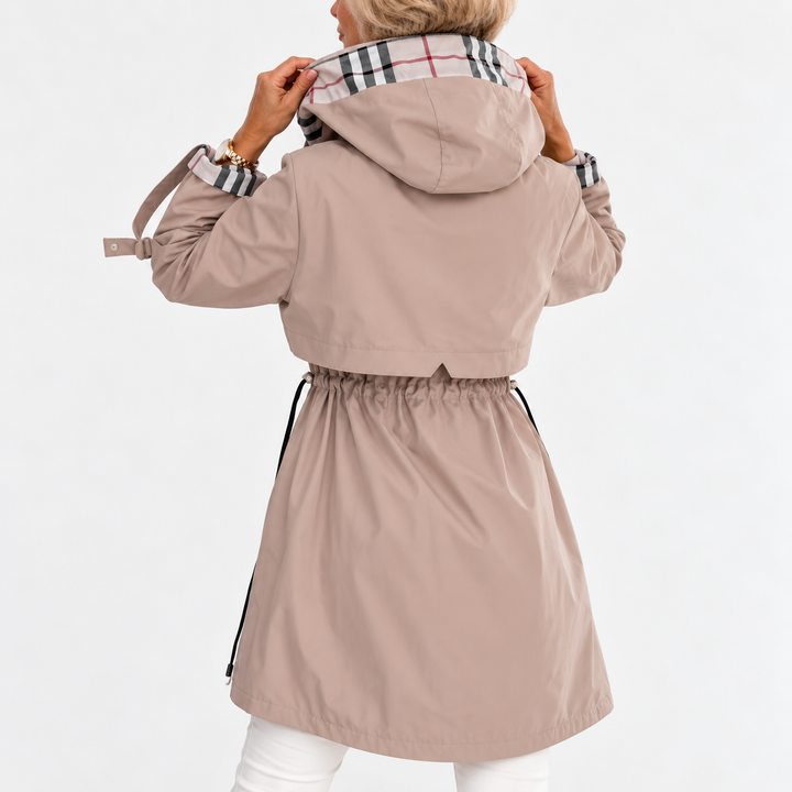 Women's Waterproof Zip-Up Coat with Hood, Windproof, Fitted Waist 3