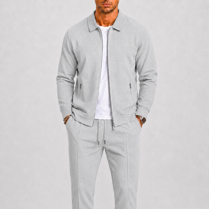 Men's Elegant Two Piece Tracksuit Set with Zip Jacket and Relaxed Pants 4