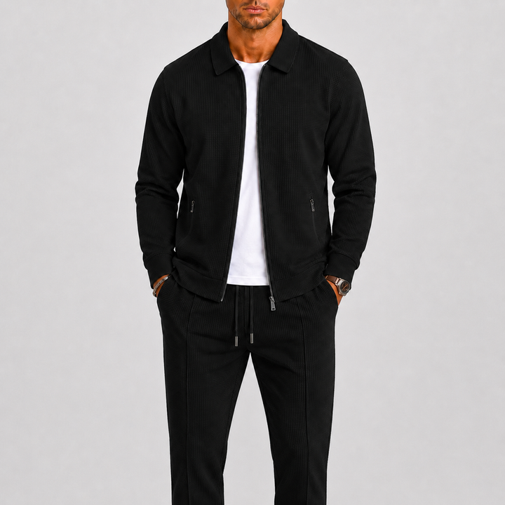 Men's Elegant Two Piece Tracksuit Set with Zip Jacket and Relaxed Pants 3