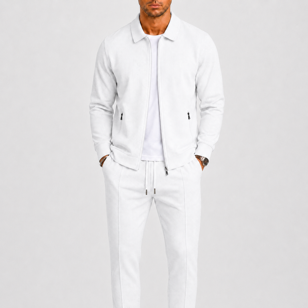 Men's Elegant Two Piece Tracksuit Set with Zip Jacket and Relaxed Pants 2