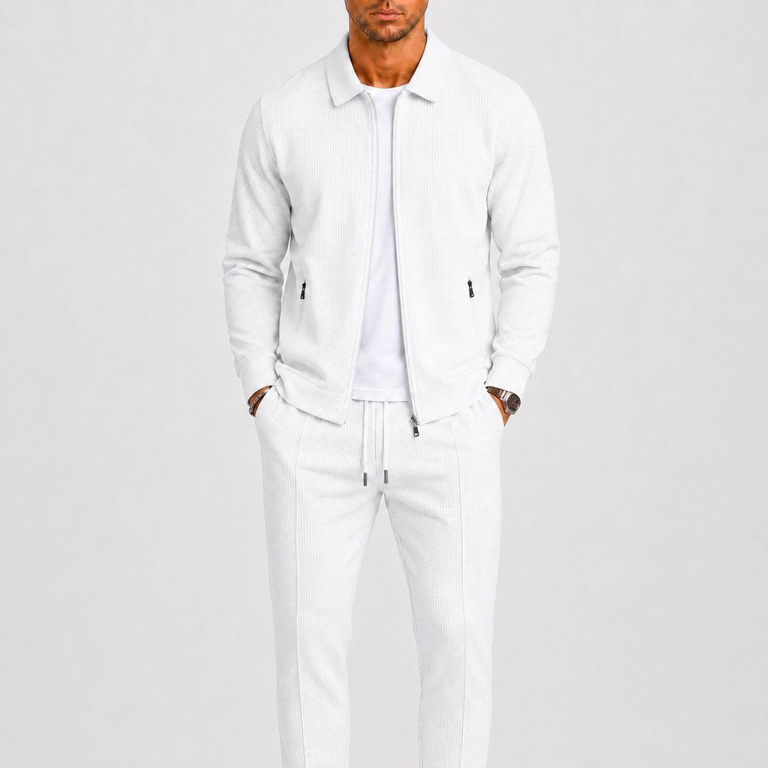 Men's Elegant Two Piece Tracksuit Set with Zip Jacket and Relaxed Pants 2