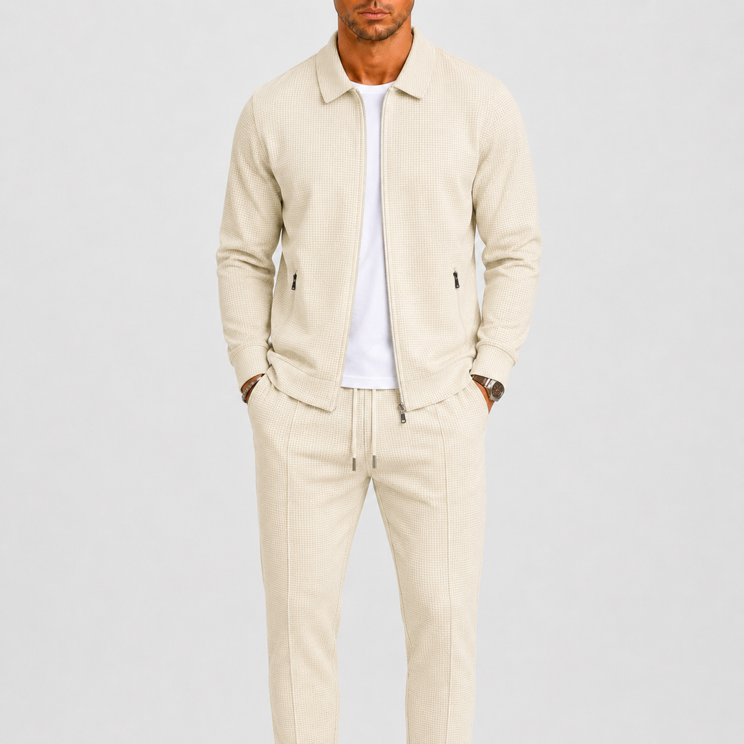 Men's Elegant Two Piece Tracksuit Set with Zip Jacket and Relaxed Pants 1