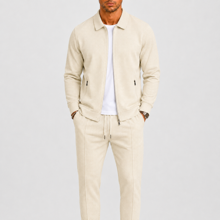 Men's Elegant Two Piece Tracksuit Set with Zip Jacket and Relaxed Pants 1