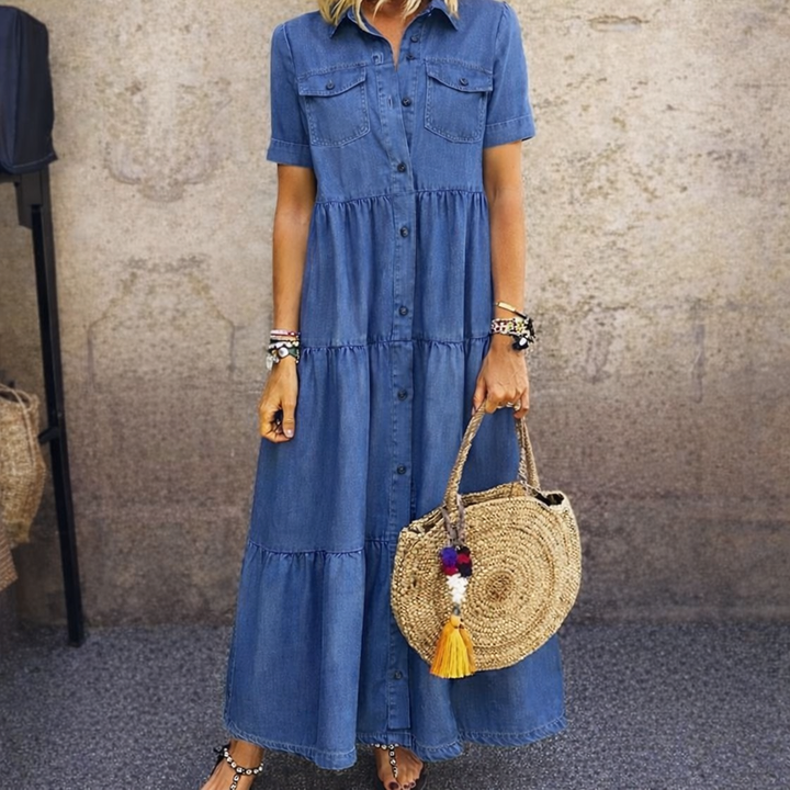 Denim Print Midi Dress 2