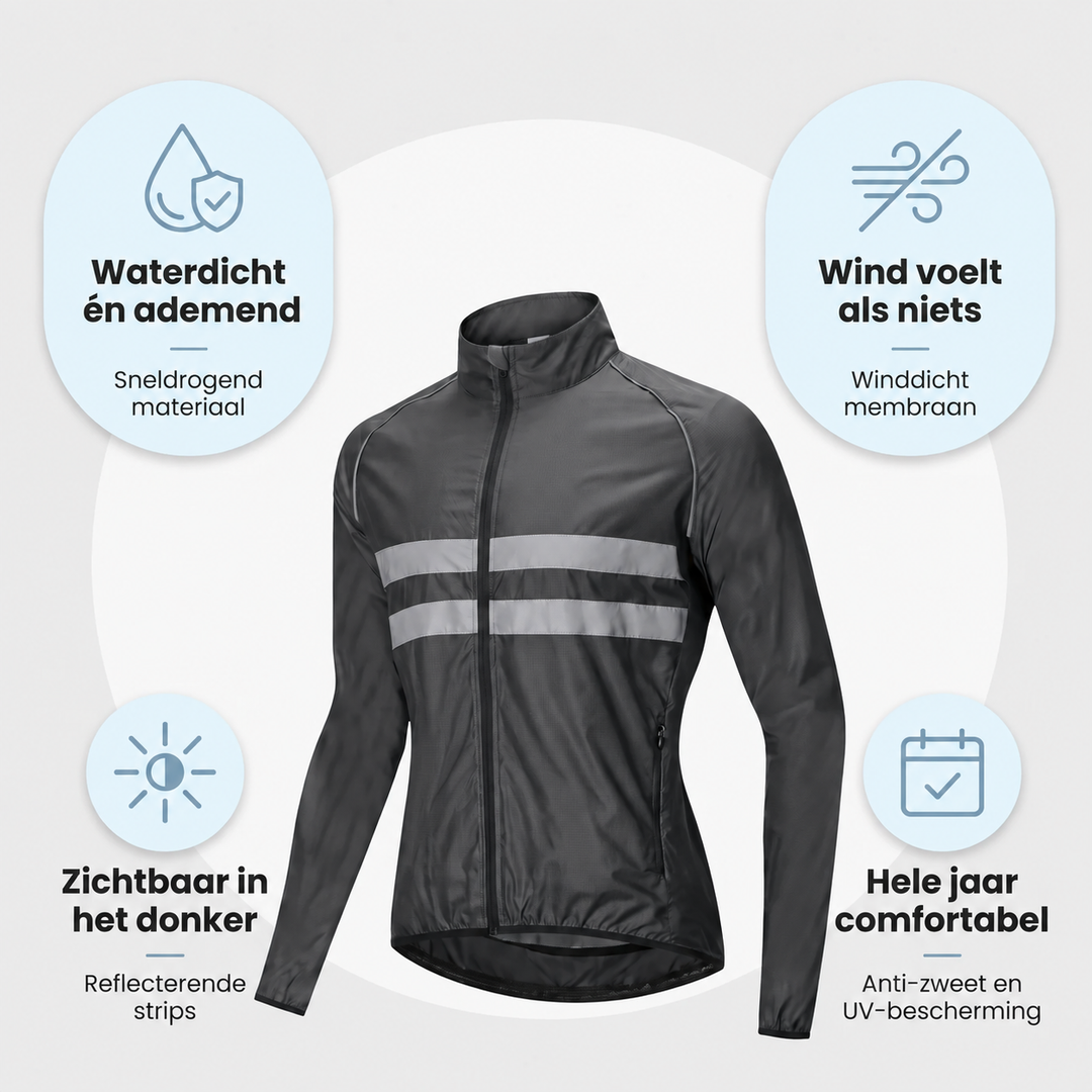 Waterproof Windproof Breathable Cycling Jacket with Underarm Vents and Reflective Stripes 7