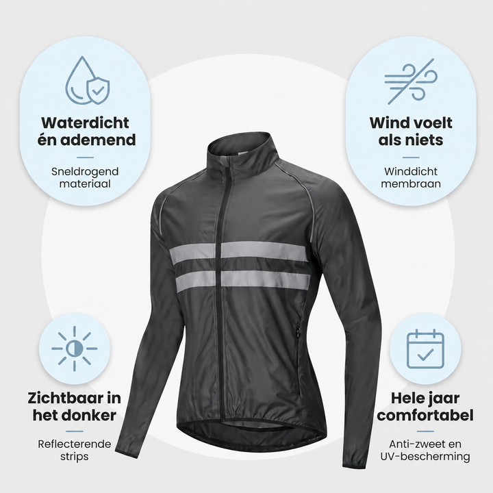 Waterproof Windproof Breathable Cycling Jacket with Underarm Vents and Reflective Stripes 7