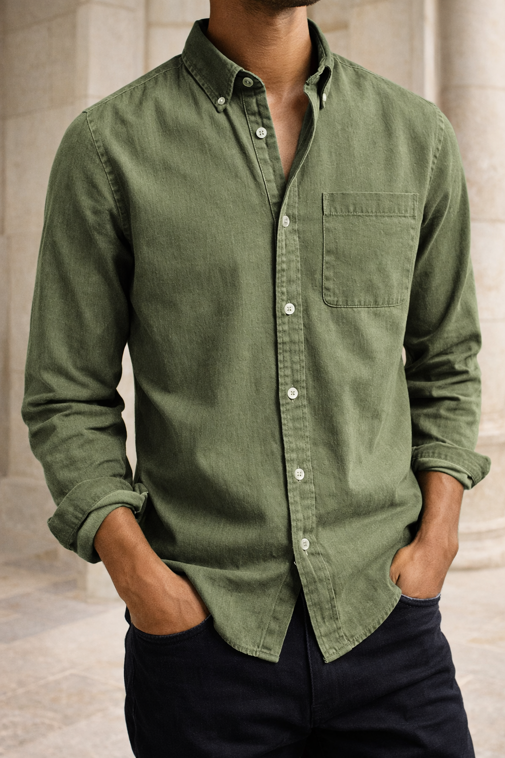 Men's Cotton Button-Down Shirt for Everyday Smart Casual Wear 4