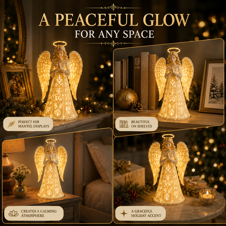 Light-Up Christmas Angel Figure with Warm White LED, Battery Powered, 12 in 6