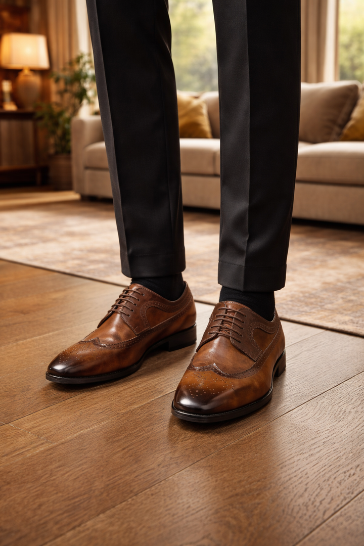 Men's Leather Brogue Oxford Dress Shoes for Formal Wear 1