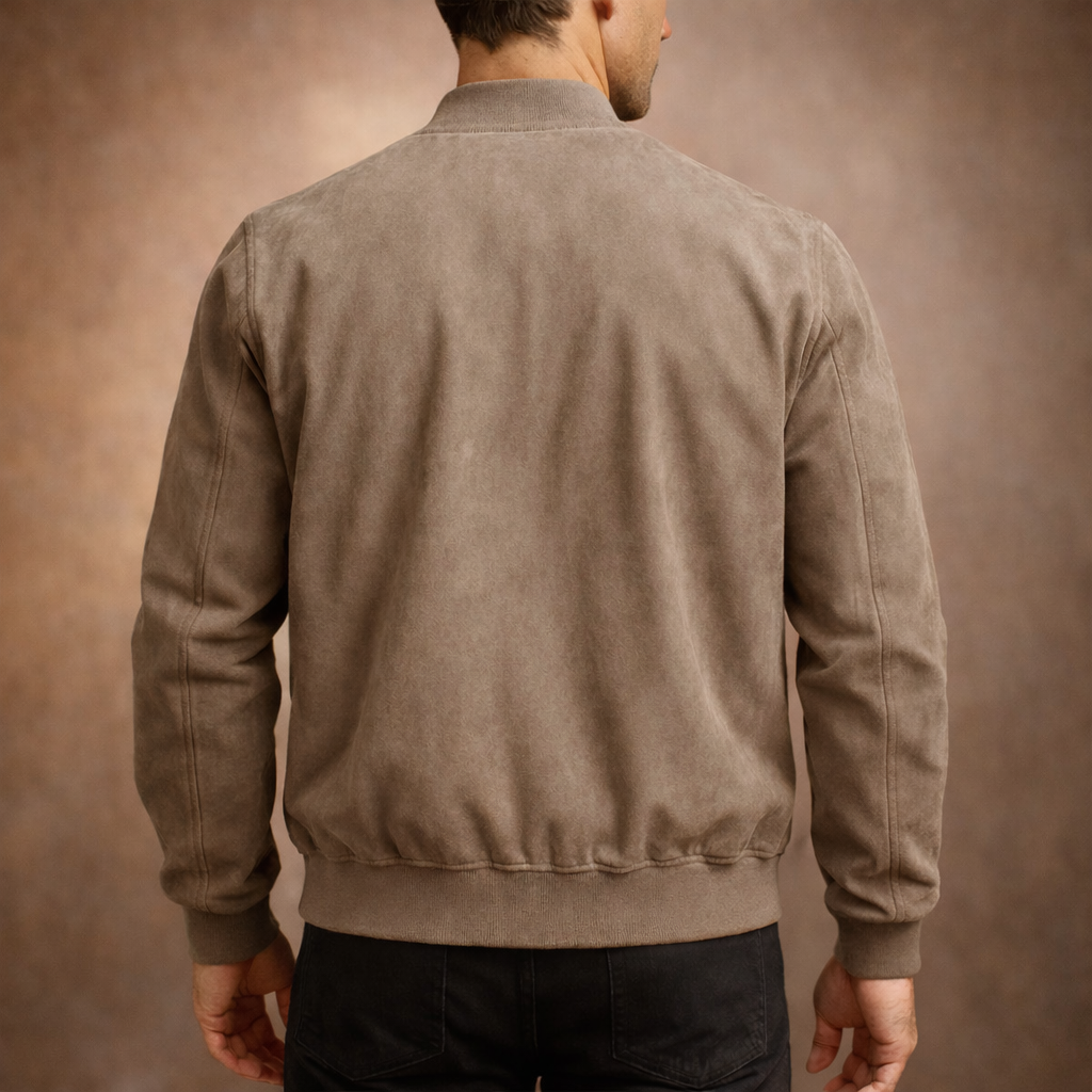 Men's Suede-Look Bomber Jacket - Lightweight Smart Casual Outerwear 4