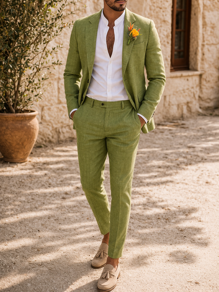 Men's Tailored Linen Suit - Refined Two-Piece for Special Occasions 1