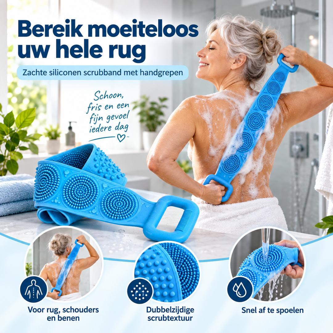 Silicone Back Scrubber with Two Handles for Back, Shoulders and Legs 3