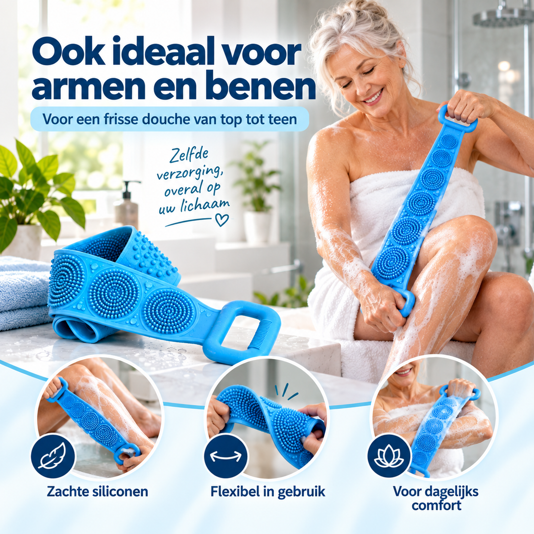 Silicone Back Scrubber with Two Handles for Back, Shoulders and Legs 6