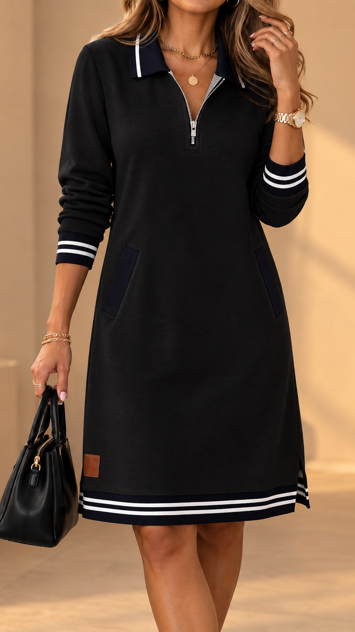 Elegant Polo Dress with Collar and Long Sleeves 4