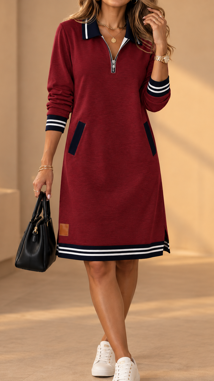 Elegant Polo Dress with Collar and Long Sleeves 3