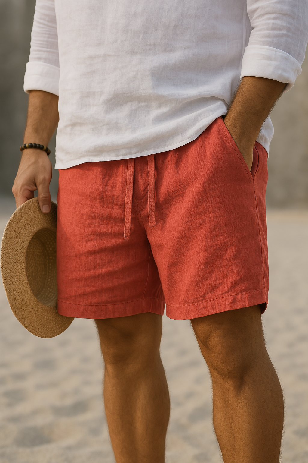 Lorenzo Men's Cotton-Linen Shorts – Lightweight & Breathable 16