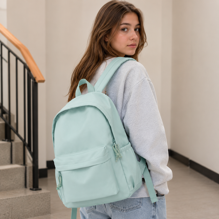 Women's Lightweight Nylon School Backpack in Pastel Colors 3