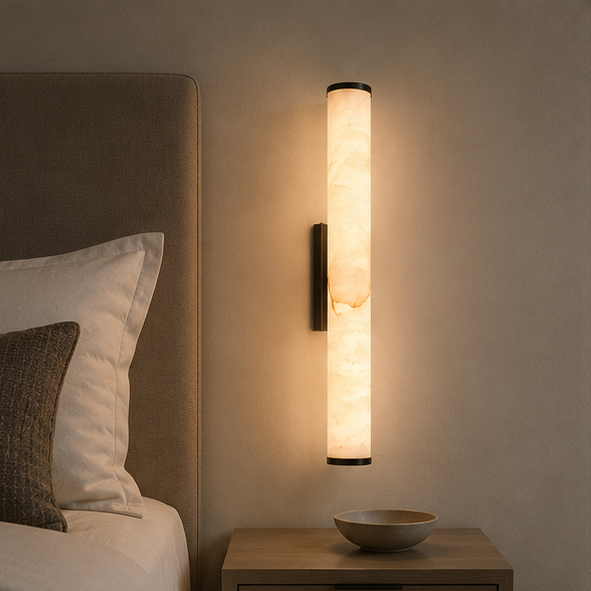 Spanish Marble Copper-Tone Wall Sconce, Modern Minimalist LED Wall Light 9