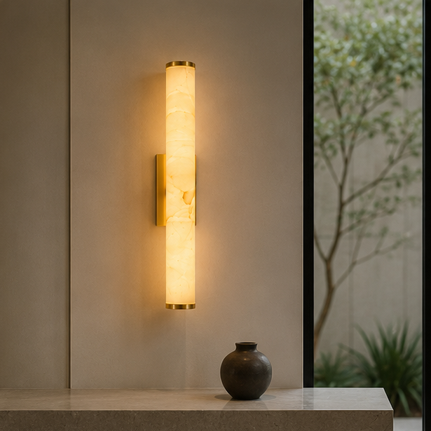 Spanish Marble Copper-Tone Wall Sconce, Modern Minimalist LED Wall Light 10