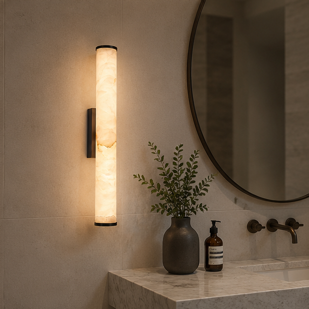 Spanish Marble Copper-Tone Wall Sconce, Modern Minimalist LED Wall Light 4