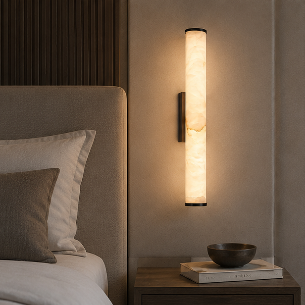 Spanish Marble Copper-Tone Wall Sconce, Modern Minimalist LED Wall Light 6