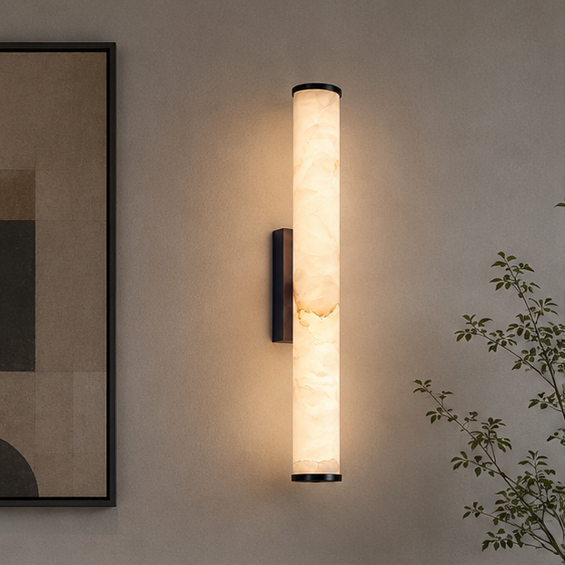 Spanish Marble Copper-Tone Wall Sconce, Modern Minimalist LED Wall Light 3