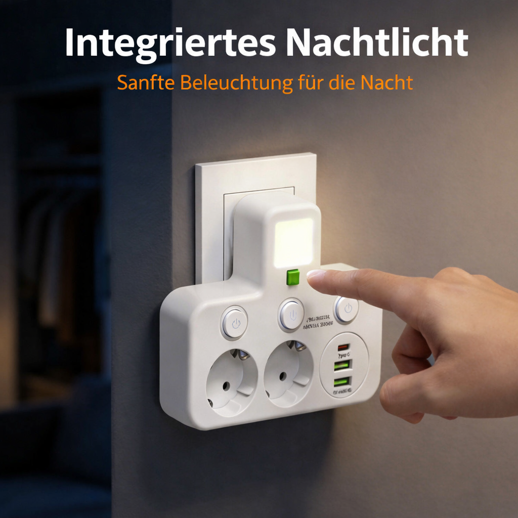 Power Strip with USB and Switches | Multi-Outlet Surge Protector 2500W 6