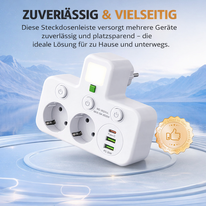 Power Strip with USB and Switches | Multi-Outlet Surge Protector 2500W 8