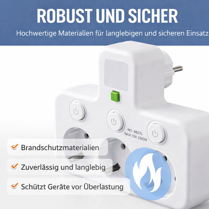 Power Strip with USB and Switches | Multi-Outlet Surge Protector 2500W 9