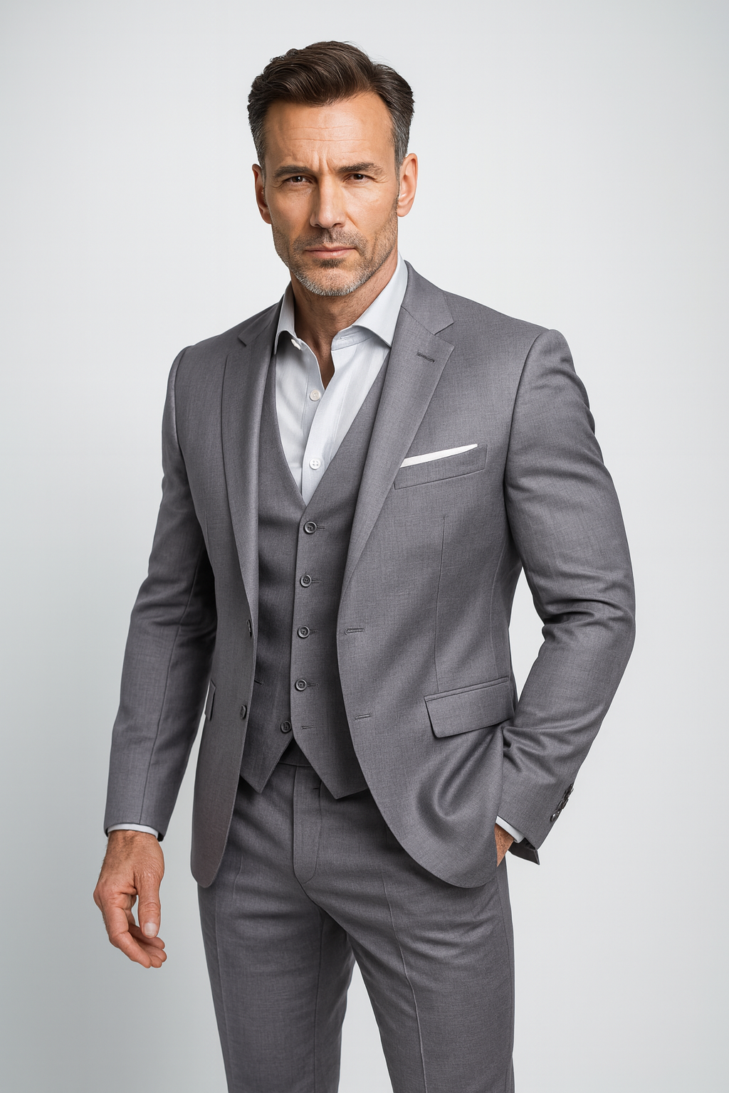 Men's Three-Piece Slim Fit Formal Suit and Waistcoat Set 3