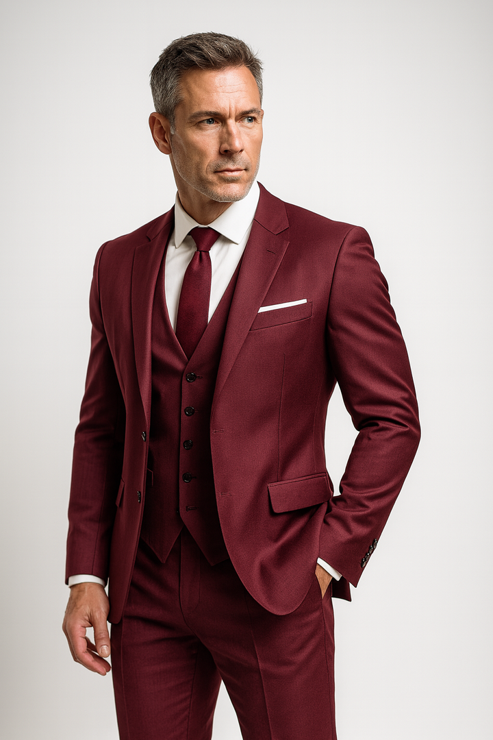 Men's Three-Piece Slim Fit Formal Suit and Waistcoat Set 5