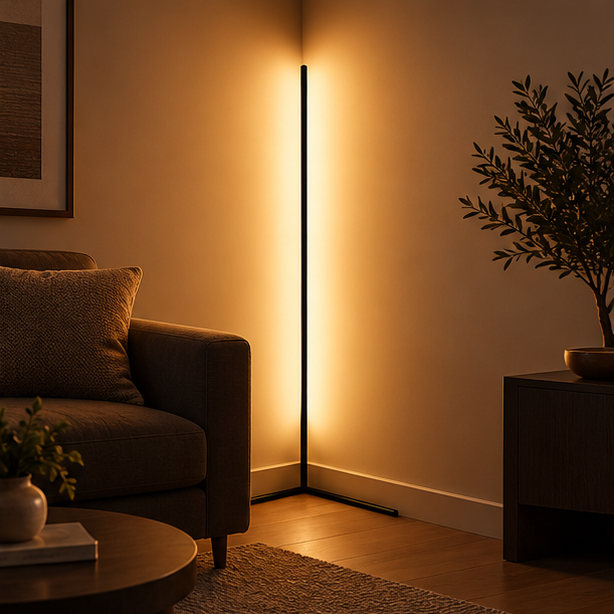 Modern LED Corner Floor Lamp with Remote Control for Living Room Ambient Lighting 1
