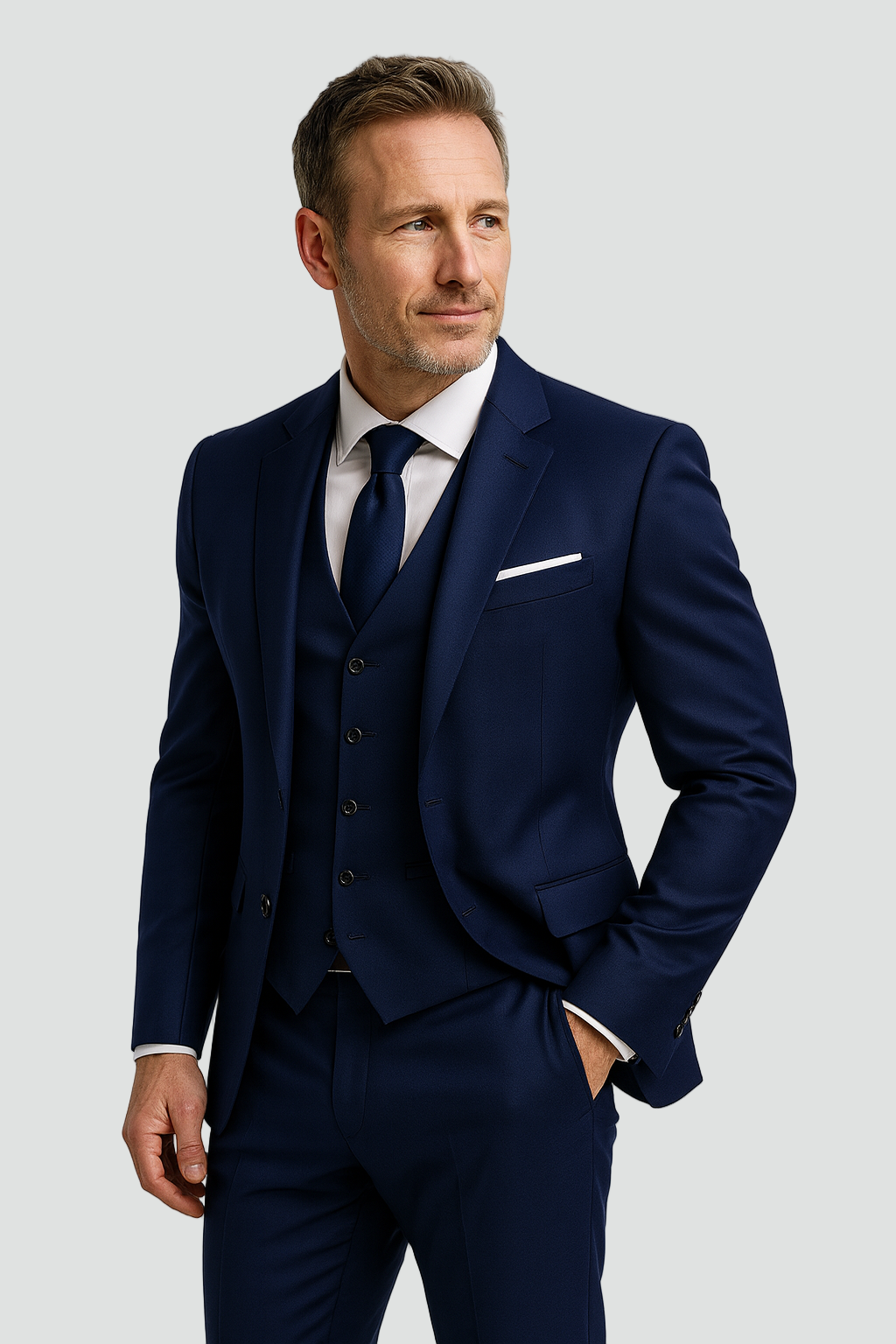 Men's Three-Piece Slim Fit Formal Suit and Waistcoat Set 1