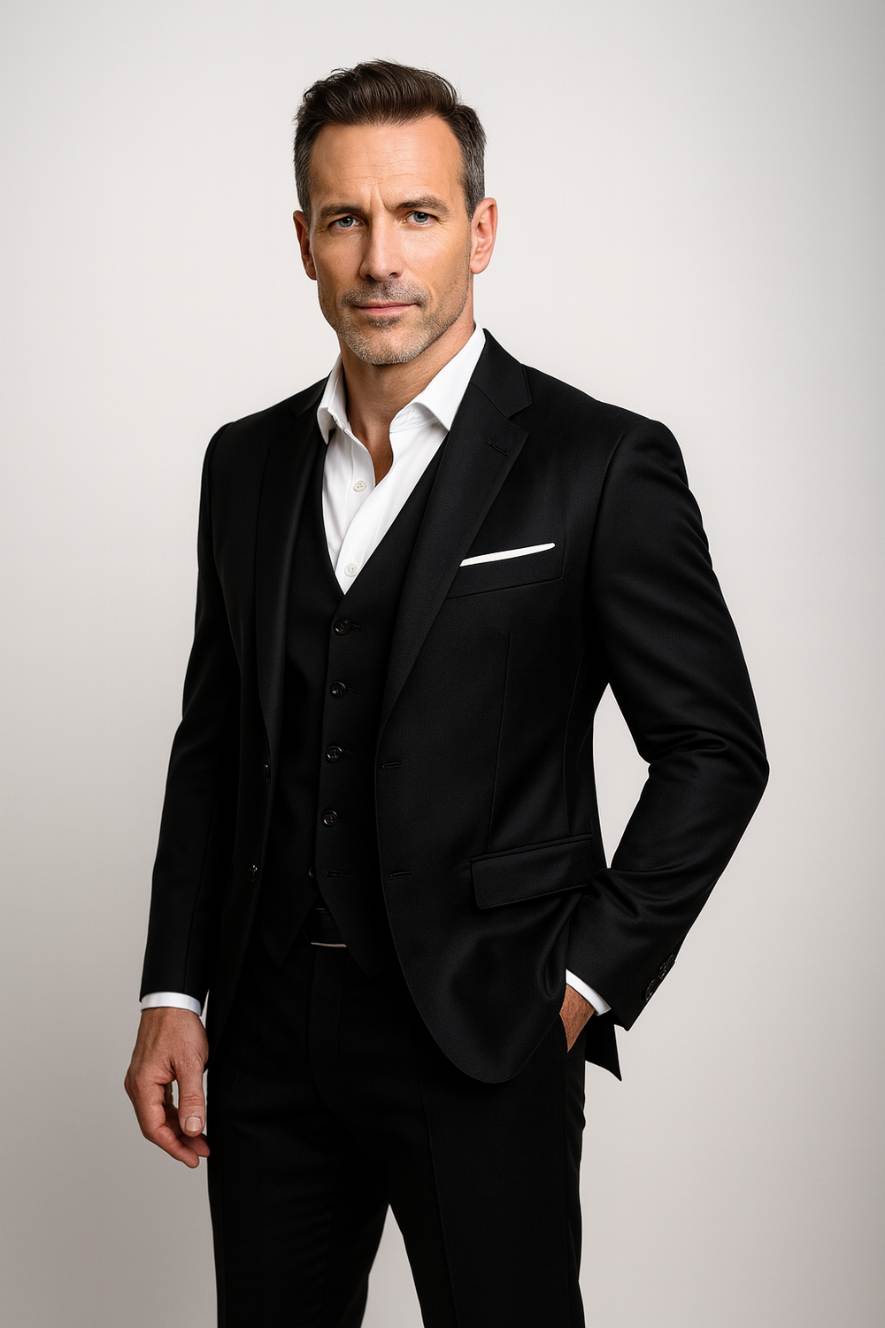 Men's Three-Piece Slim Fit Formal Suit and Waistcoat Set 2