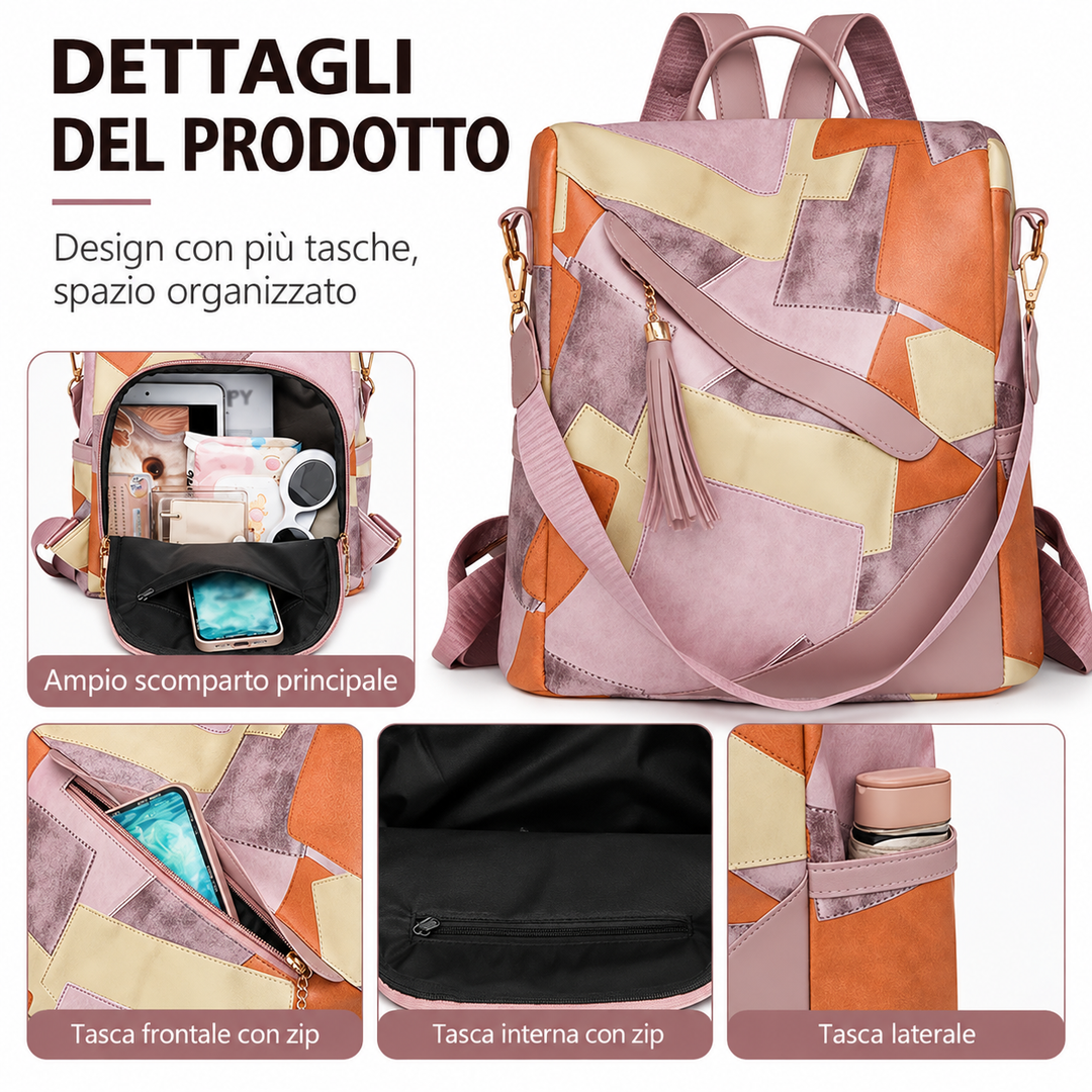 Checkered Anti-Theft Backpack with Multiple Pockets 2