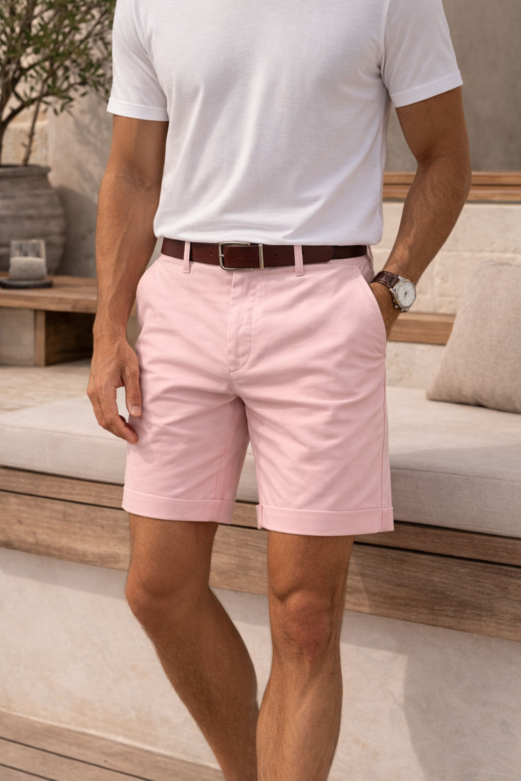 Men's Tailored Summer Shorts - Smart Casual Twill Design 1