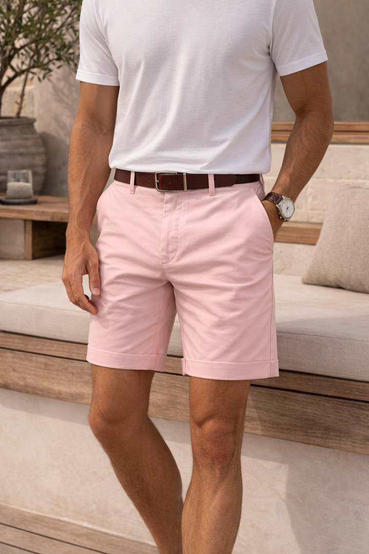 Men's Tailored Summer Shorts - Smart Casual Twill Design 1