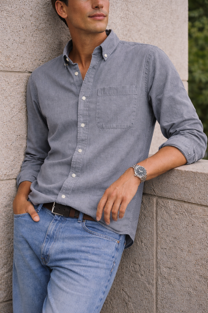 Men's Cotton Button-Down Shirt for Everyday Smart Casual Wear 5