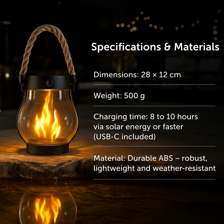 Solar Flame Effect Lantern, Automatic Weatherproof LED Outdoor Light 2