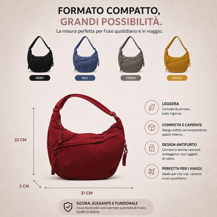 Blue Crescent Shoulder Bag with Adjustable Strap 4