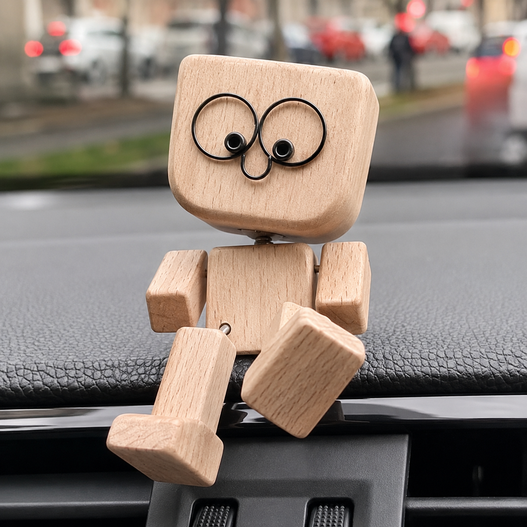 Wooden Rocking Figure Decor with 12 Interchangeable Faces 1