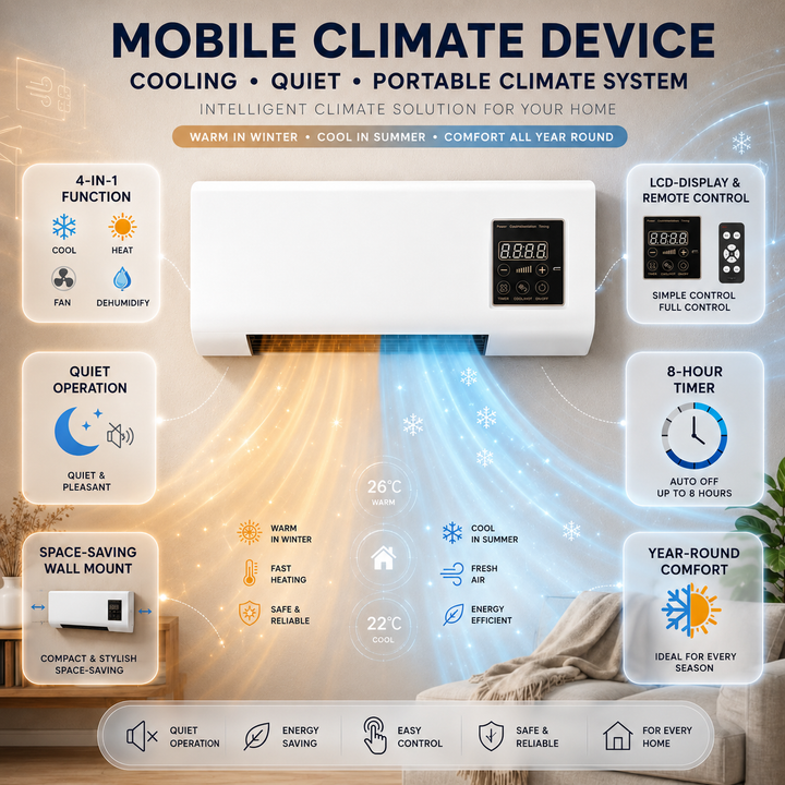 4-in-1 Ductless Wall AC Unit – Cool, Heat, Fan, Dry, Quiet Timer 5