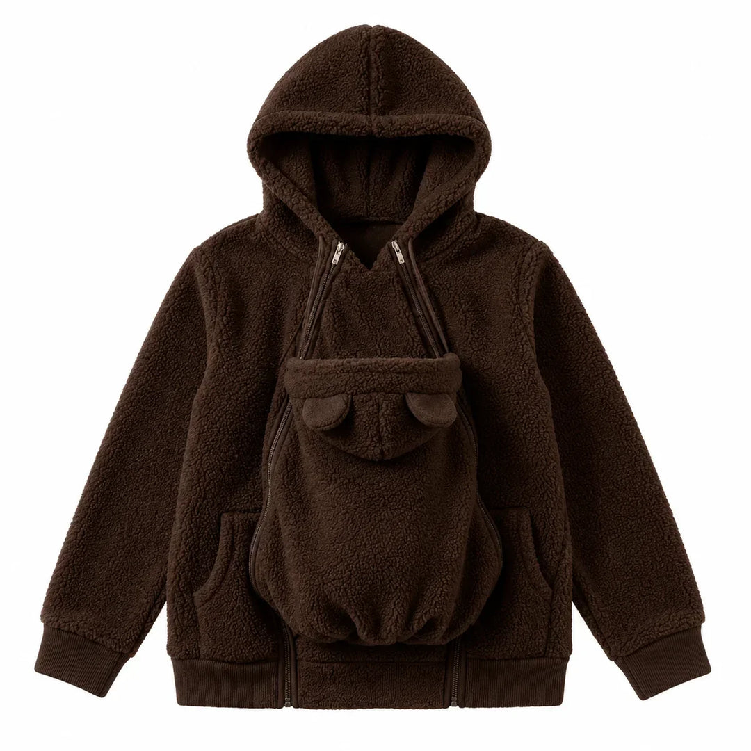 Cozy Fleece Baby-Wearing Hoodie with Front Pouch 7