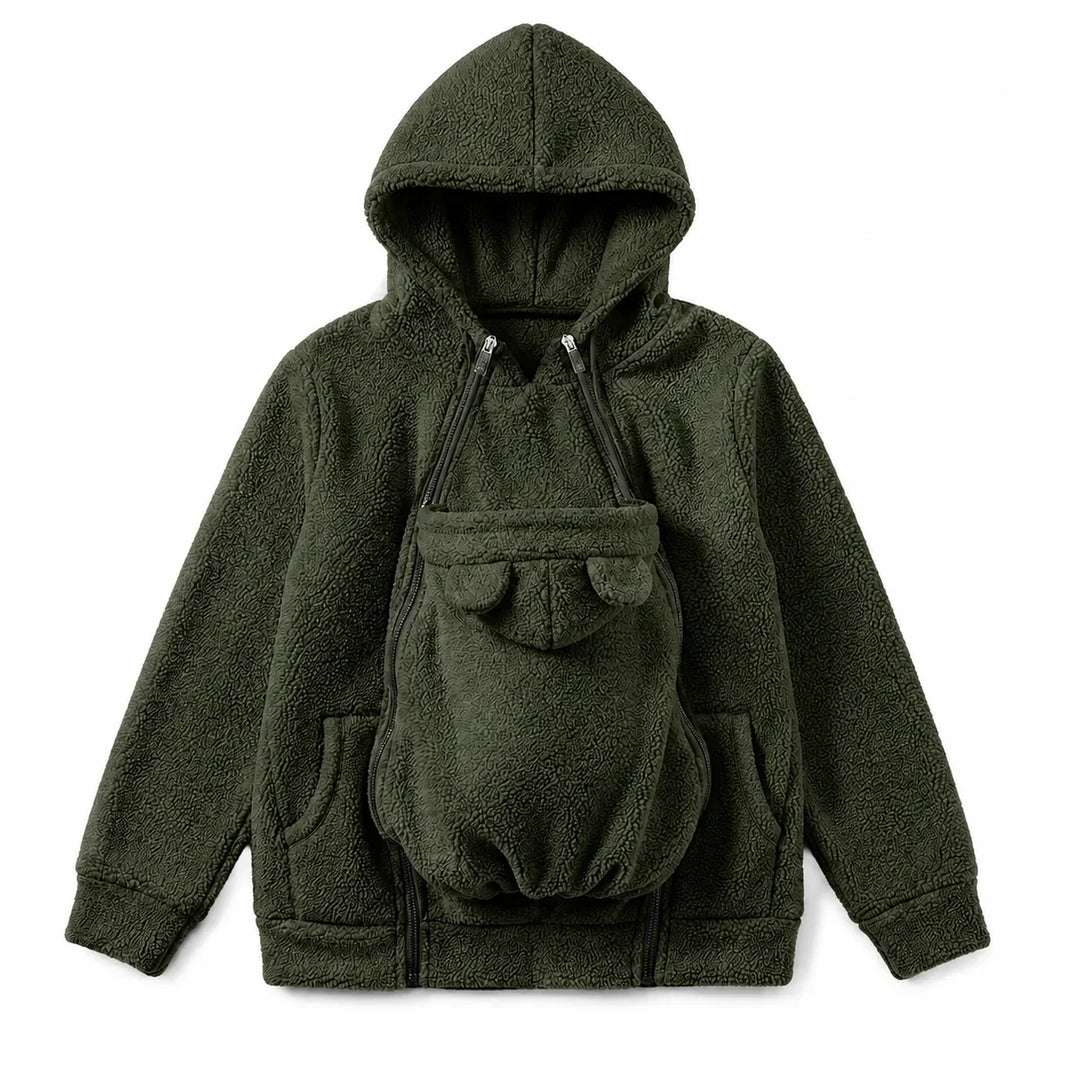 Cozy Fleece Baby-Wearing Hoodie with Front Pouch 8
