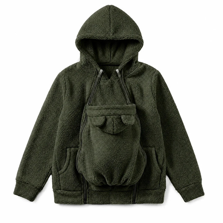 Cozy Fleece Baby-Wearing Hoodie with Front Pouch 8
