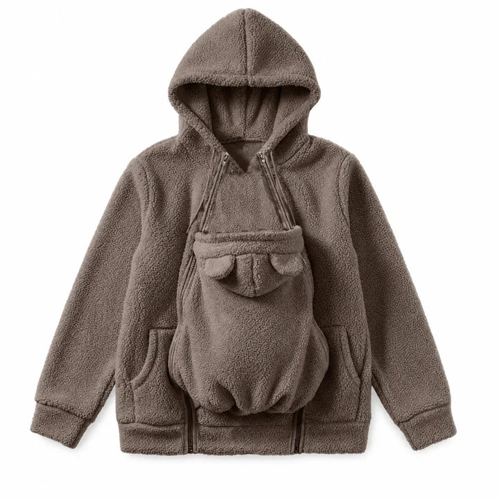 Cozy Fleece Baby-Wearing Hoodie with Front Pouch 6