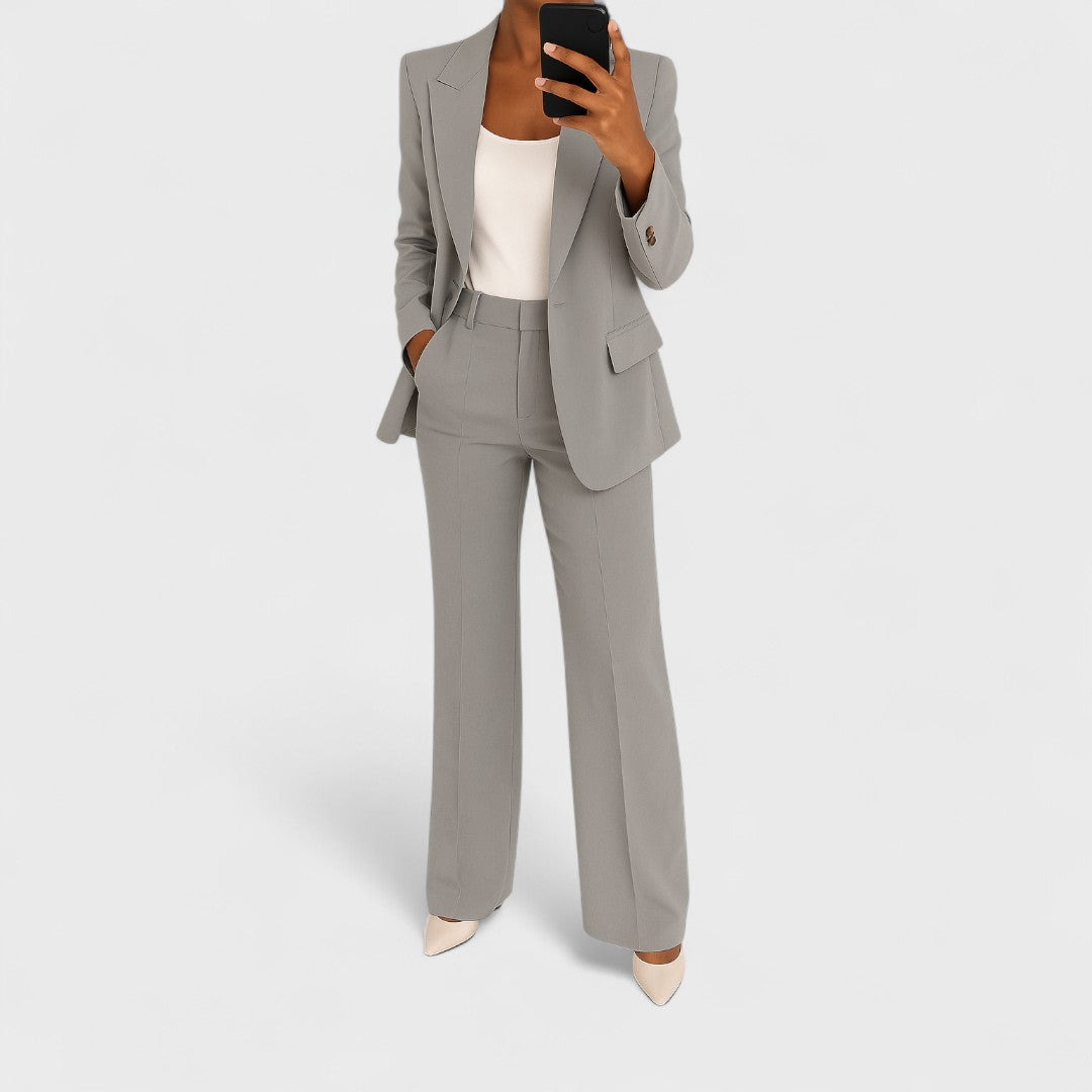 Women's Matching Blazer and Pants Set, Stretch Fabric, Wrinkle-Resistant Two-Piece 2