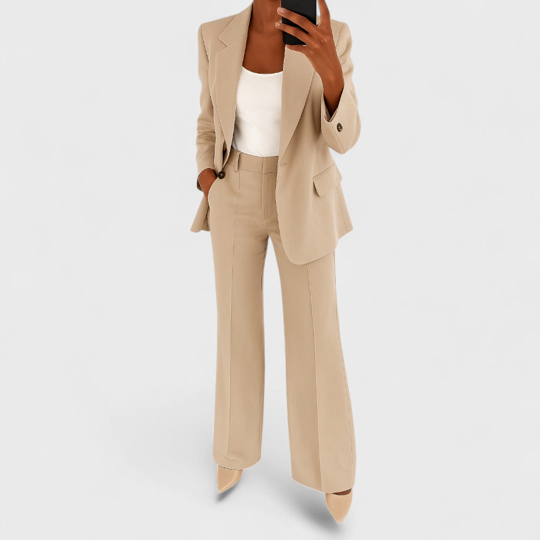 Women's Matching Blazer and Pants Set, Stretch Fabric, Wrinkle-Resistant Two-Piece 3
